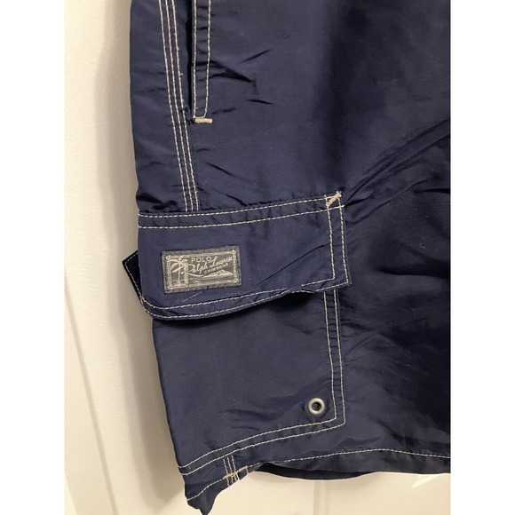 Polo Ralph Lauren SwimTrunks XL Navy‎ Blue Red Logo Beach Men’s Shorts - Picture 6 of 7